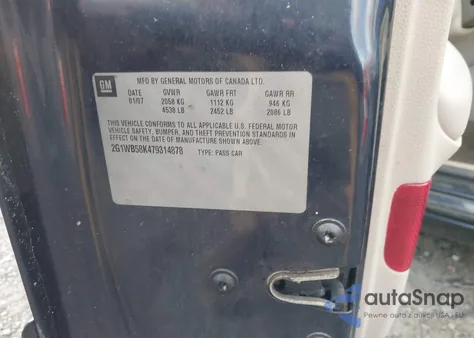 2007 Chevrolet Impala Ls из США, поврежденный, VIN 2G1WB58K479314878